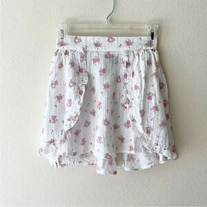 ASOS Design White Cotton Floral Ruffle Mini Skirt